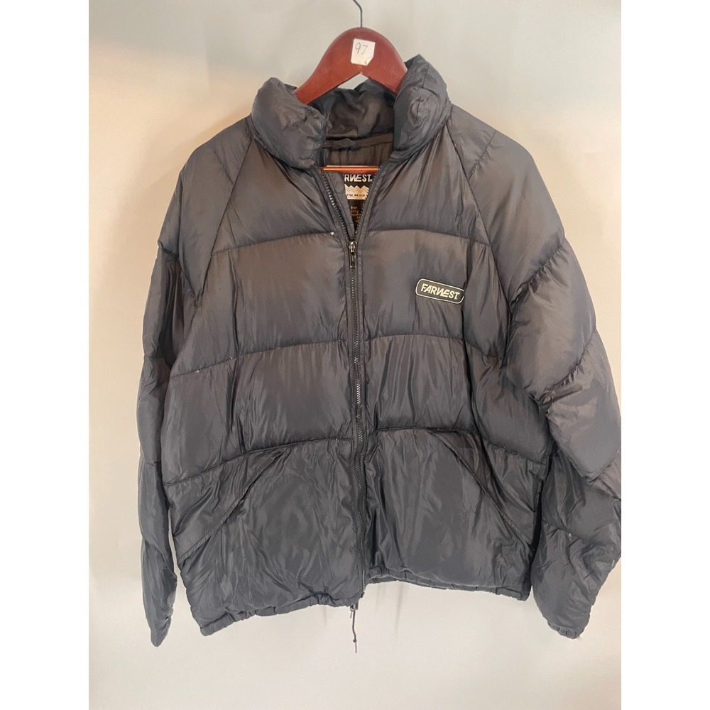Vintage Farwest USA Made Logo Insulated Duck Down Full-Zip Puffer Jacket Black L
